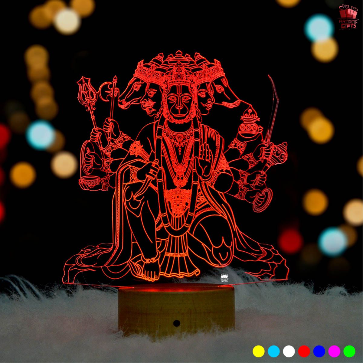 Panchmukhi Hanuman 3D Illusion LED Lamp
