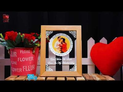 Personalized wooden led frame for couple