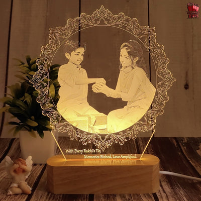 Personalized 3D Illusion Photo Lamp Rakhi Gift for Sister | Photo Frame for Rakshabandhan Gift, Rakhi Hamper, Rakhi Unique Return Gifts for Brother. (Rakhi 2)