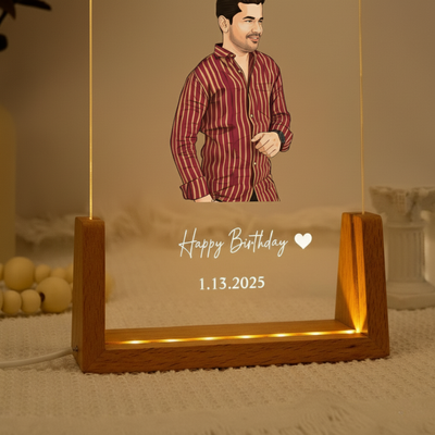Personalized Ghibli-Inspired LED Portrait Lamp – Birthday Lamp