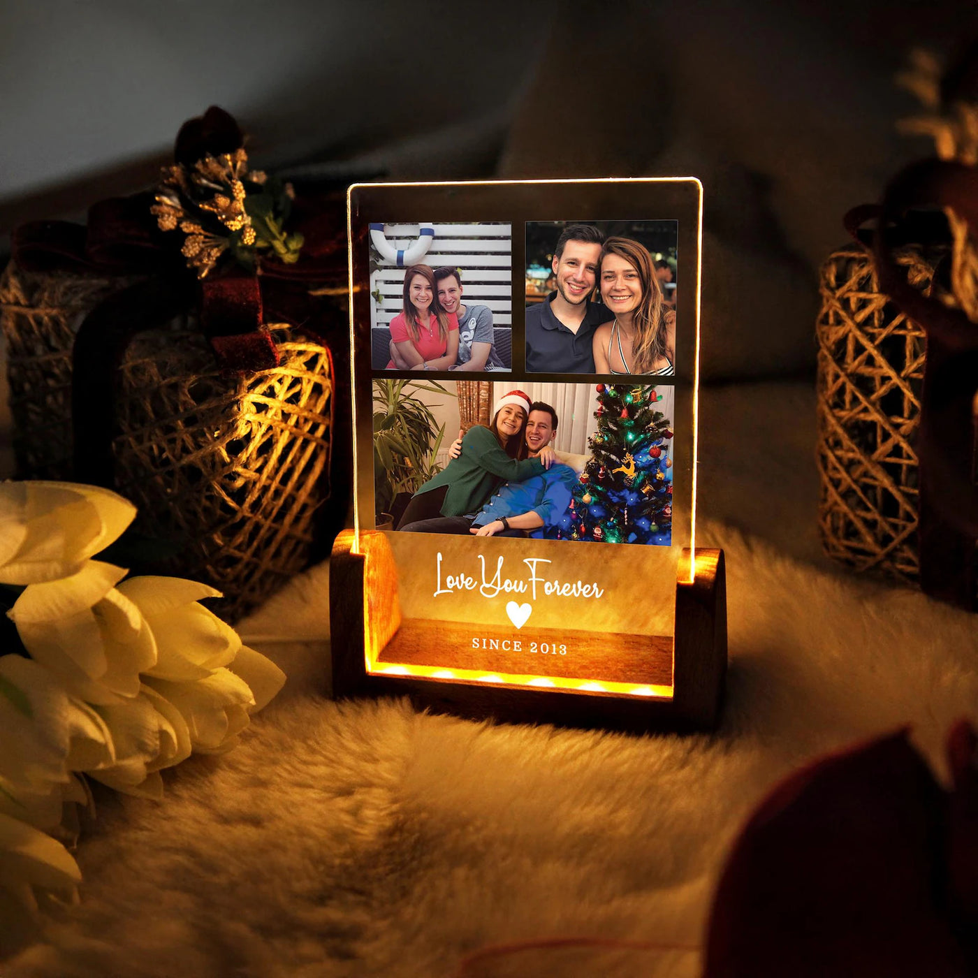 Personalized Photo Night Light, Custom Photo Collage Frame Lamp