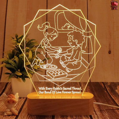 Personalized 3D Illusion LED Rakhi Gift Lamp for Sister| Customized Name Lamp for Rakshabandhan Gift, Rakhi Hamper, Rakhi Unique Return Gifts for Brother. (Rakhi 3)