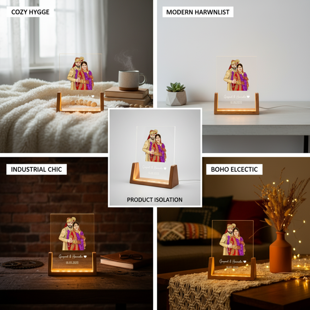Personalized Ghibli-Inspired LED Couple Lamp – Custom Art Gift