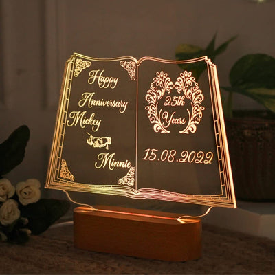 Personalized 3D Illusion LED Lamp for Couple (Book Design)