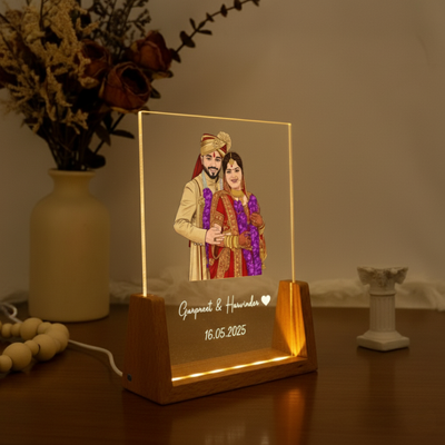 Personalized Ghibli-Inspired LED Couple Lamp – Custom Art Gift