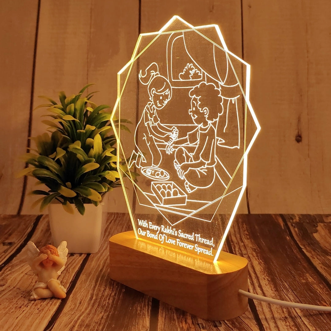 Personalized 3D Illusion LED Rakhi Gift Lamp for Sister| Customized Name Lamp for Rakshabandhan Gift, Rakhi Hamper, Rakhi Unique Return Gifts for Brother. (Rakhi 3)