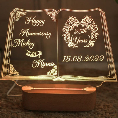 Personalized 3D Illusion LED Lamp for Couple (Book Design)