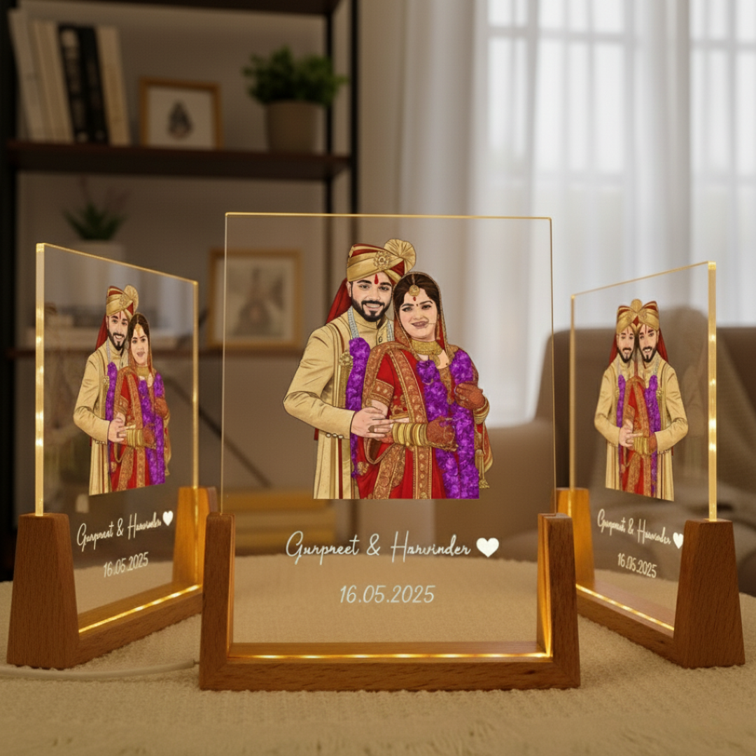 Personalized Ghibli-Inspired LED Couple Lamp – Custom Art Gift