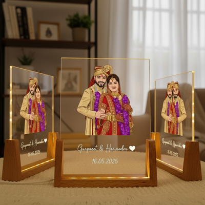 Personalized Ghibli-Inspired LED Couple Lamp – Custom Art Gift