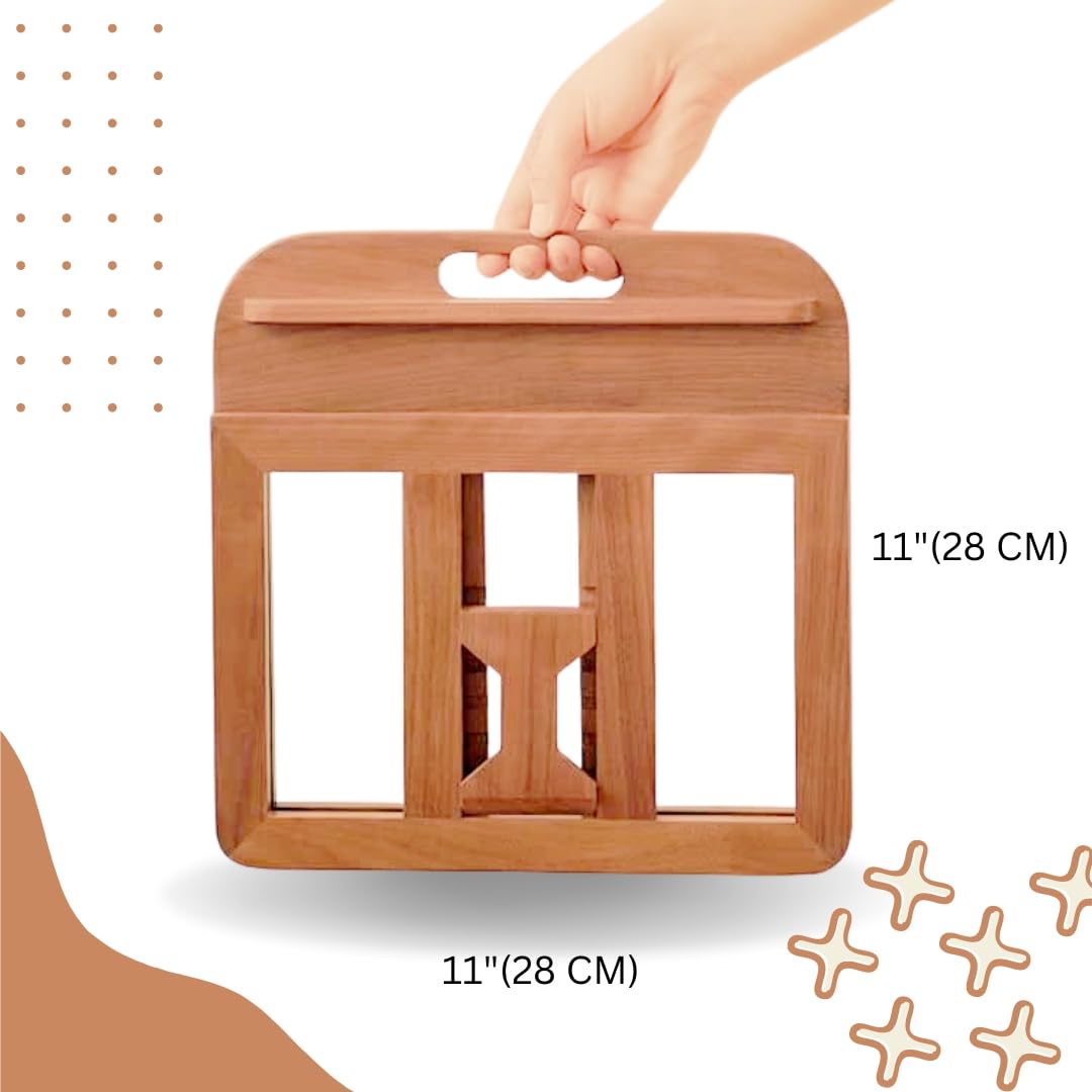 Wooden Laptop Stand for Desk with Adjustable Height, Foldable Riser for Laptop, Compatible for for iPad MacBook Pro Notebook HP Dell Devices Up to 15.6 inches (Walnut)
