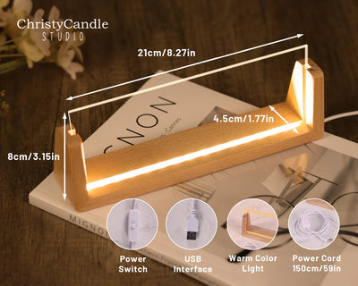 Personalized LED Desk Name Plate With Wooden Base
