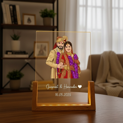 Personalized Ghibli-Inspired LED Couple Lamp – Custom Art Gift