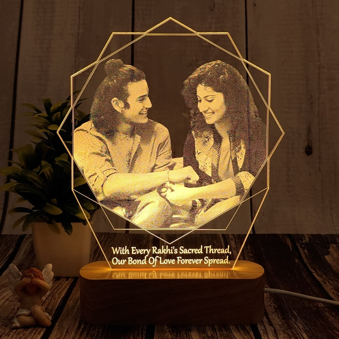 Personalized 3D Illusion Photo Lamp Rakhi Gift for Sister | Photo Frame for Rakshabandhan Gift, Rakhi Hamper, Rakhi Unique Return Gifts for Brother. (Rakhi 1)