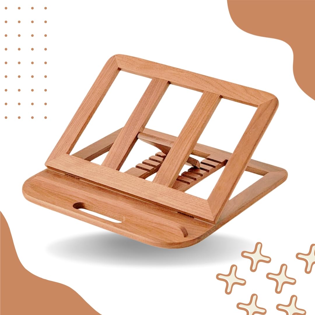 Wooden Laptop Stand for Desk with Adjustable Height, Foldable Riser for Laptop, Compatible for for iPad MacBook Pro Notebook HP Dell Devices Up to 15.6 inches (Walnut)