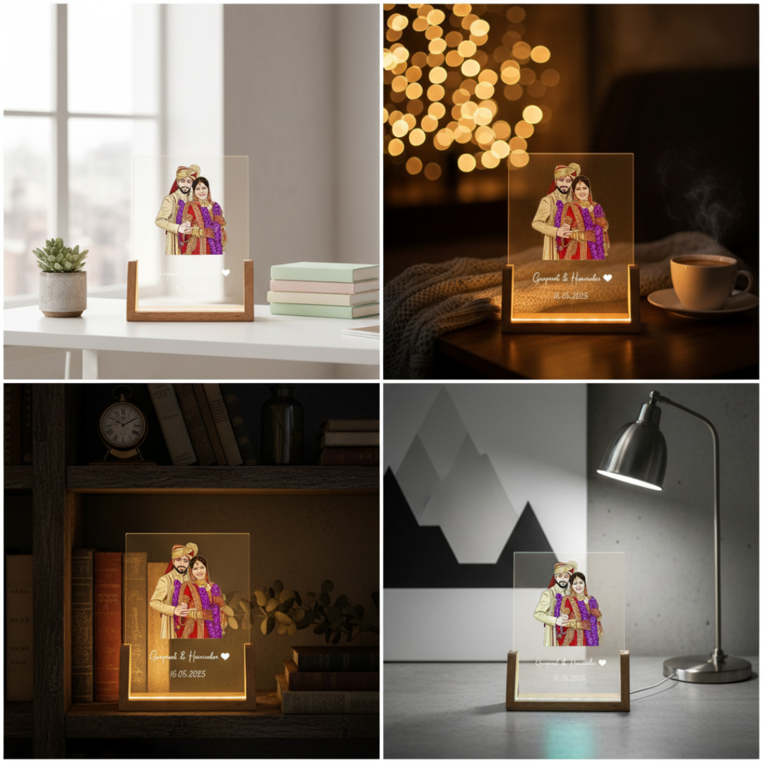 Personalized Ghibli-Inspired LED Couple Lamp – Custom Art Gift
