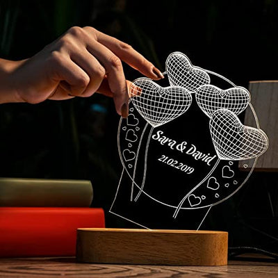 Personalized Warm white 3D Illusion LED Lamp for Anniversary