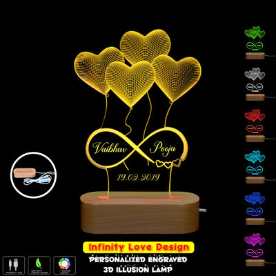 Personalized 3D illusion Multi-Color LED Lamp Infinity Love Design