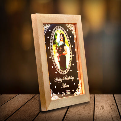 Personalized wooden led frame for birthday