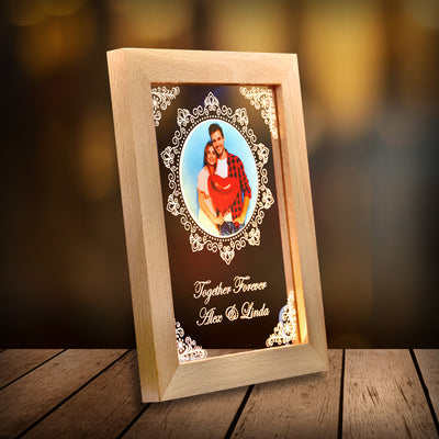 Personalized wooden led frame for wedding