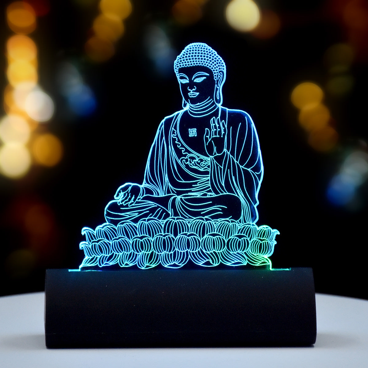 3D illusion Car Dashboard LED Murti of Buddha