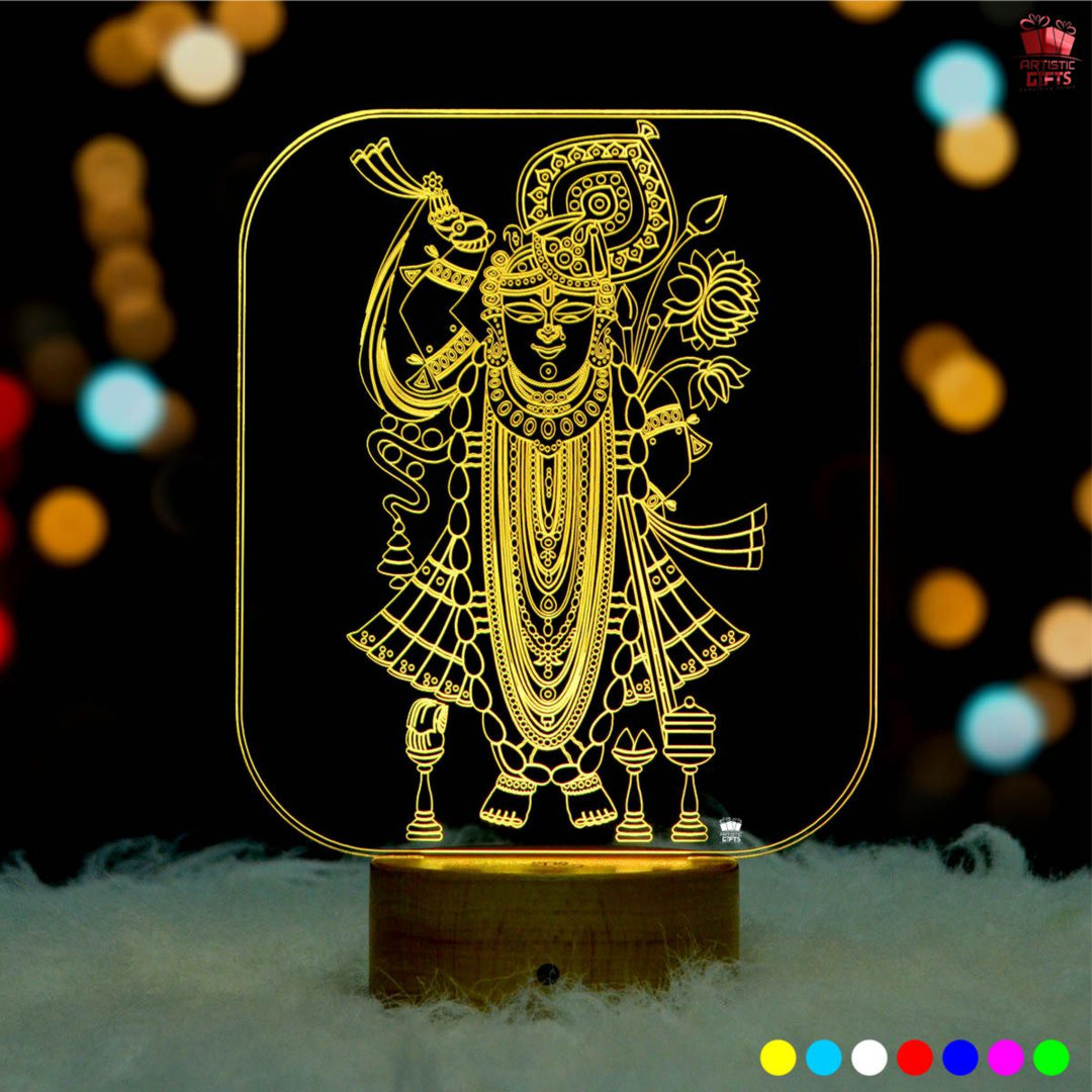 Shreenathji Murti | 3D LED Shreenathji Idol Lamp – Artistic Gifts