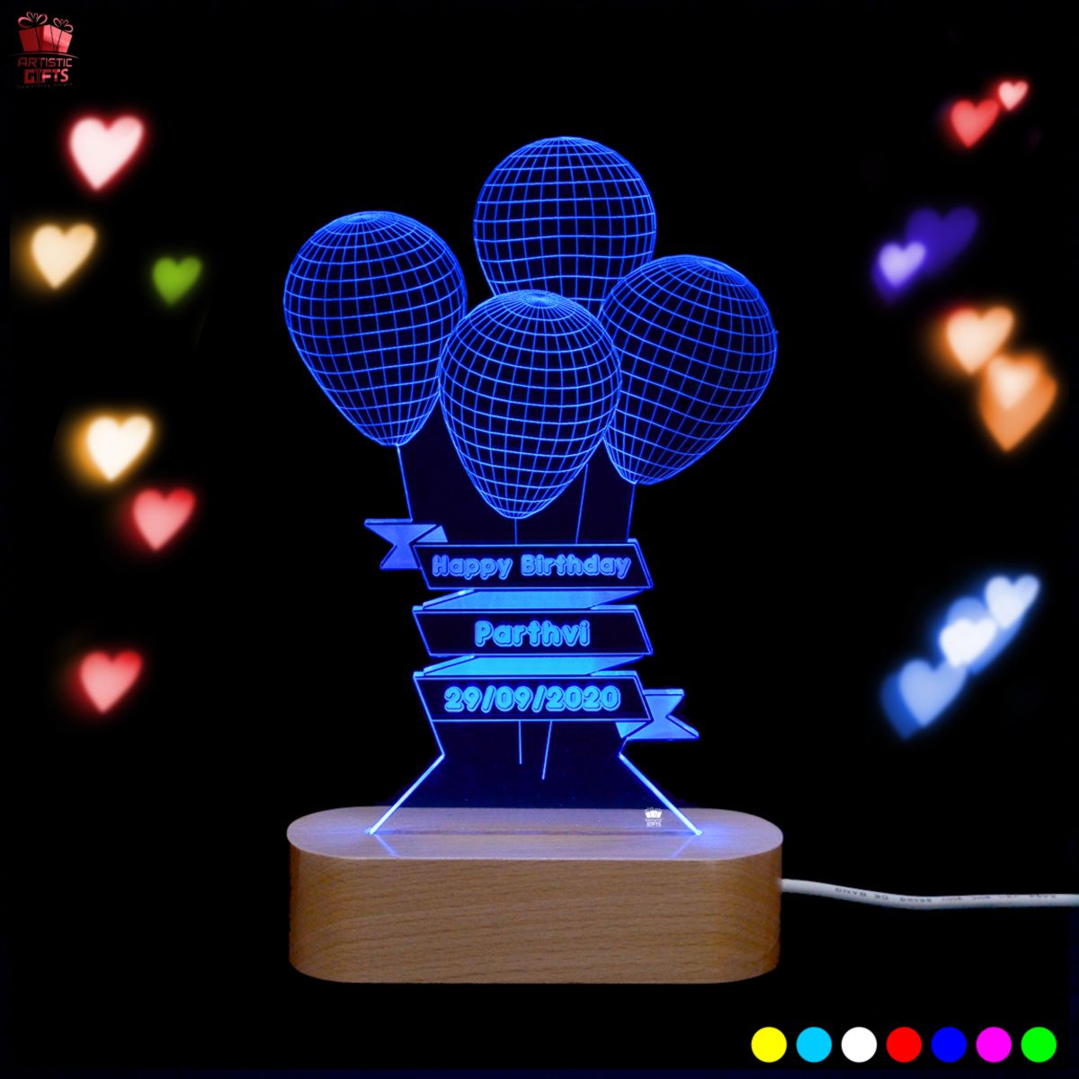3D illusion Multi Color 3D LED Balloon Shape Lamp