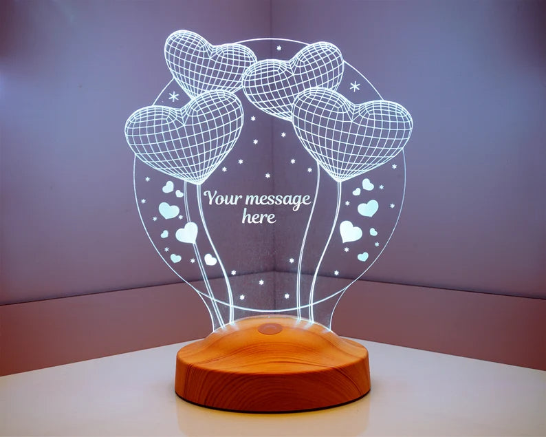 Heart Led Custom Personalized 3D LED Lamp for Circle Heart Design - Artistic Gifts