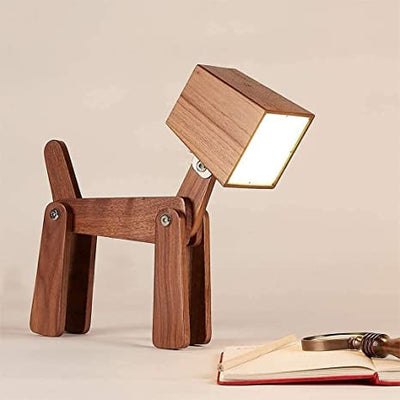 Wooden Rechargeable Portable Dog Shape Desk Table Night Lamp