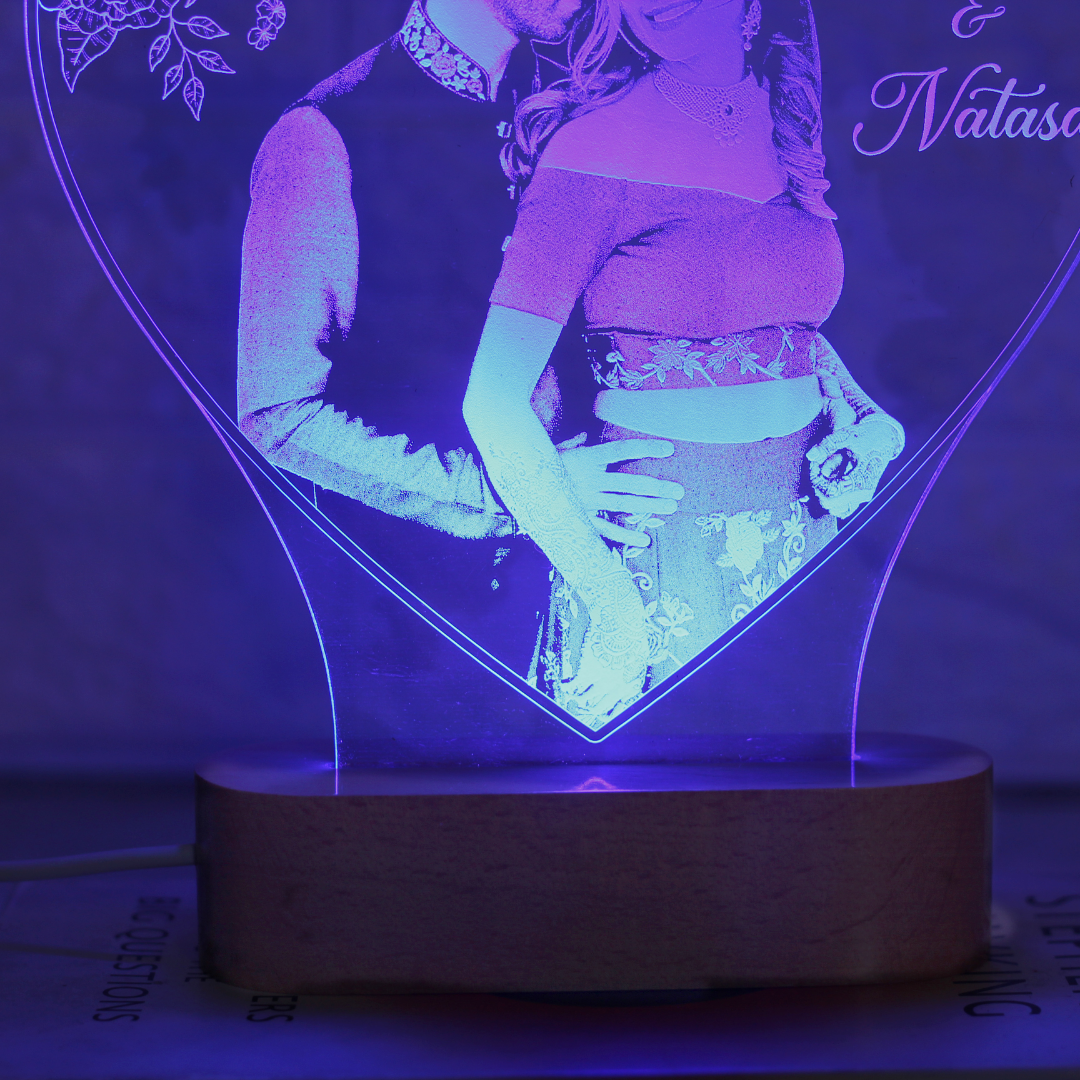 Personalized Photo Lamp Heart Shape With Name