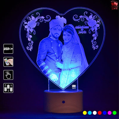 Personalized 3D Illusion Heart Shape Led Lamp for Anniversary
