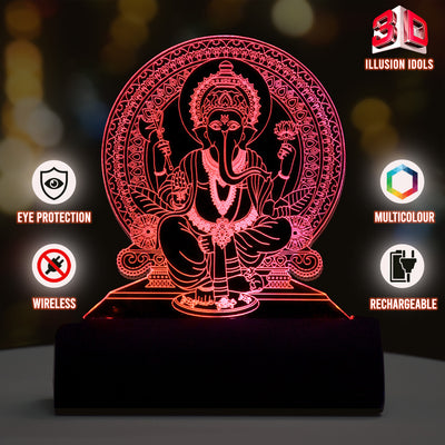 3D illusion Car Dashboard LED Murti of Ganesh