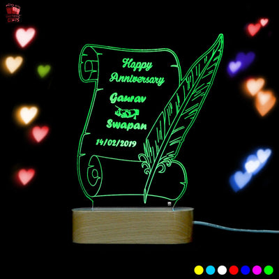 3D illusion Multi-Color LED Lamp with Love Letter Design