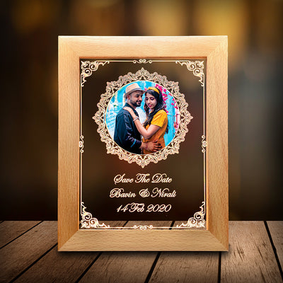 Personalized wooden led frame for anniversary