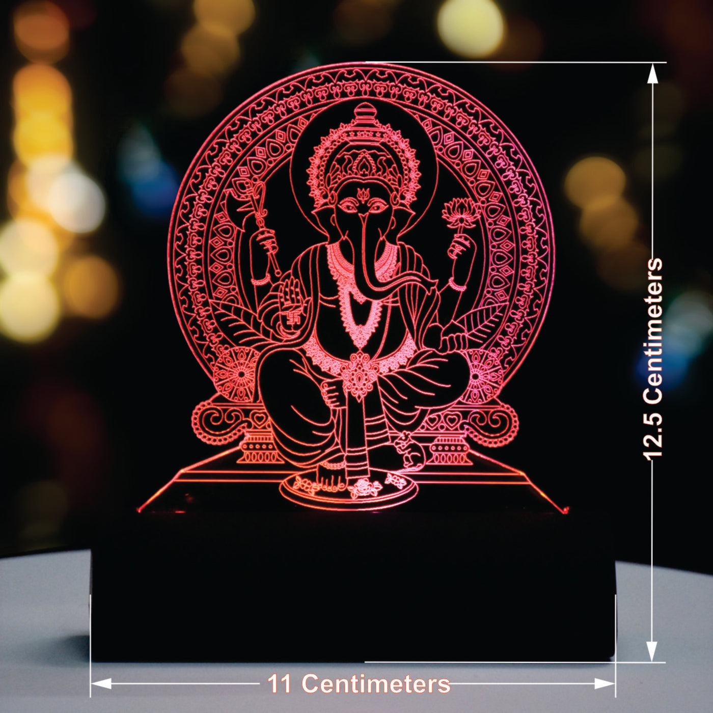 3D illusion Car Dashboard LED Murti of Ganesh