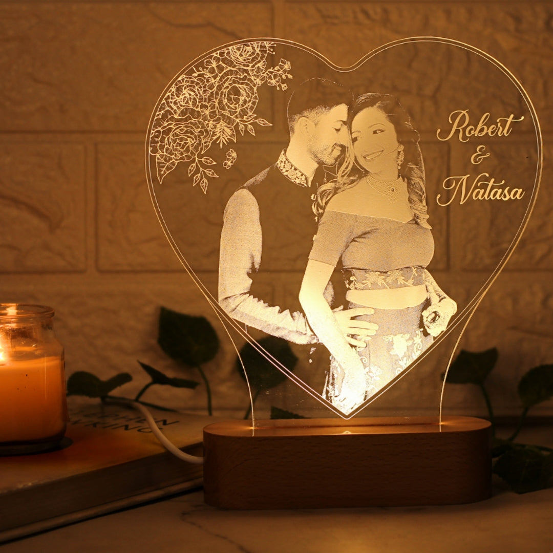 Personalized Photo Lamp Heart Shape With Name