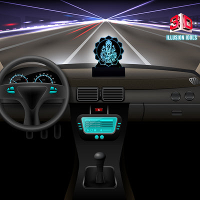 3D illusion Car Dashboard LED Murti of Gajanand