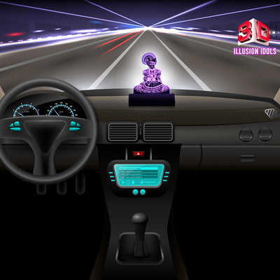 3D illusion Car Dashboard LED Murti of Swaminarayan