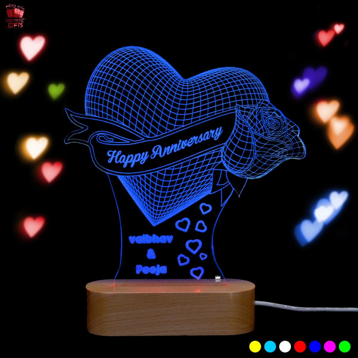 3D Illusion Multi-Color LED Rose Lamp and Rose LED Light