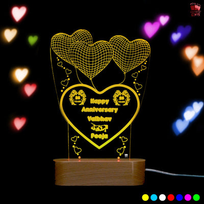 3d illusion LED Lamp with Heart Shape Balloon