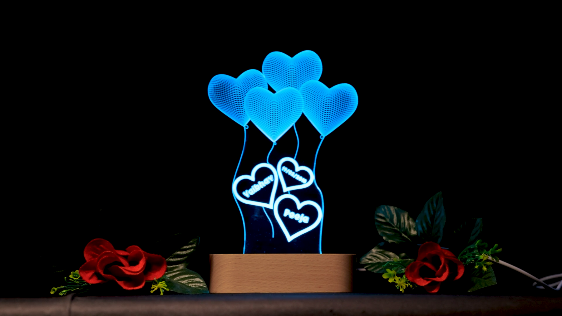 Heart Led Custom Personalized LED Double Heart LED Lamp for Anniversary – Artistic Gifts
